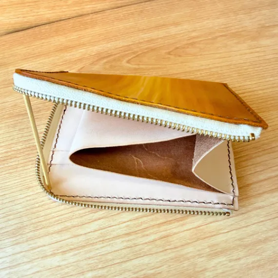 【ハンドメイド】コンパクト手染めヌメ革財布