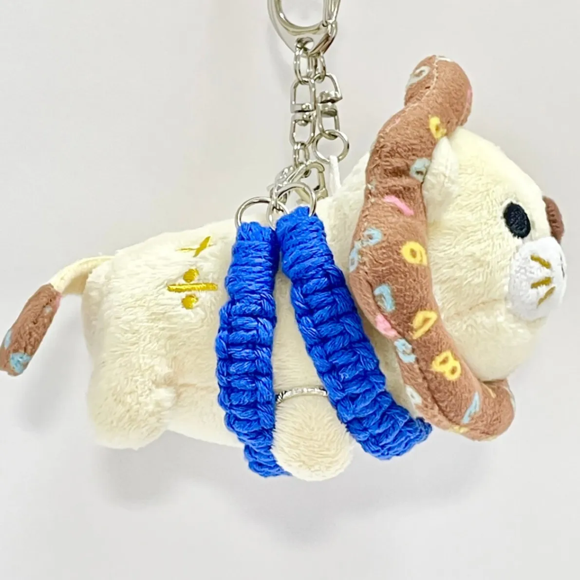 【🦁落とさずお出かけ💕】ライオンちゃんハーネス🦁🌈✨️頑丈マクラメロープ【守る力】💙青💙