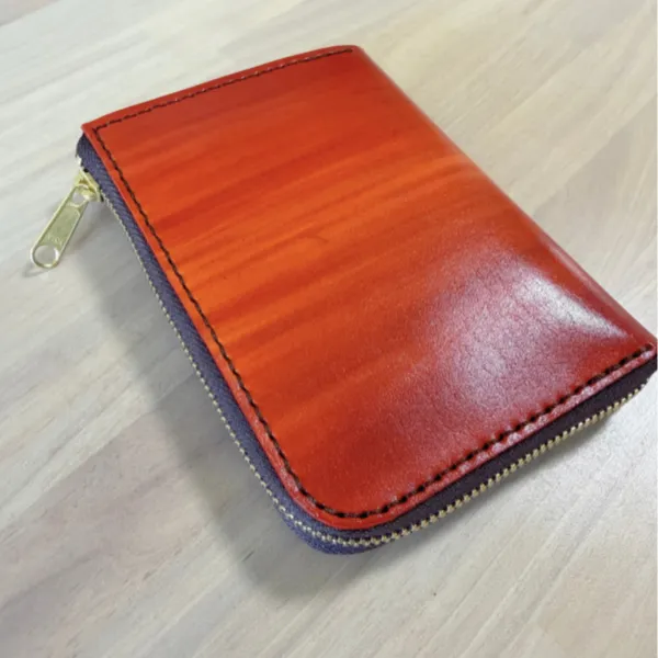 【ハンドメイド】コンパクト手染めヌメ革財布
