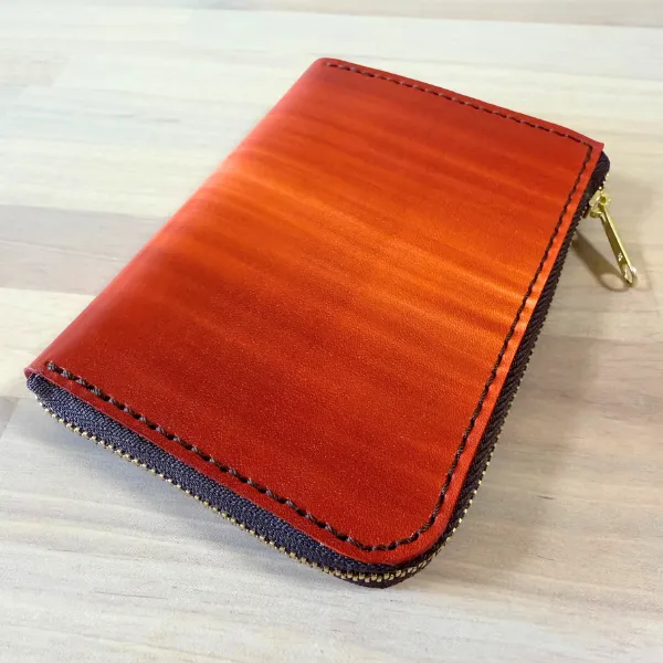 【ハンドメイド】コンパクト手染めヌメ革財布
