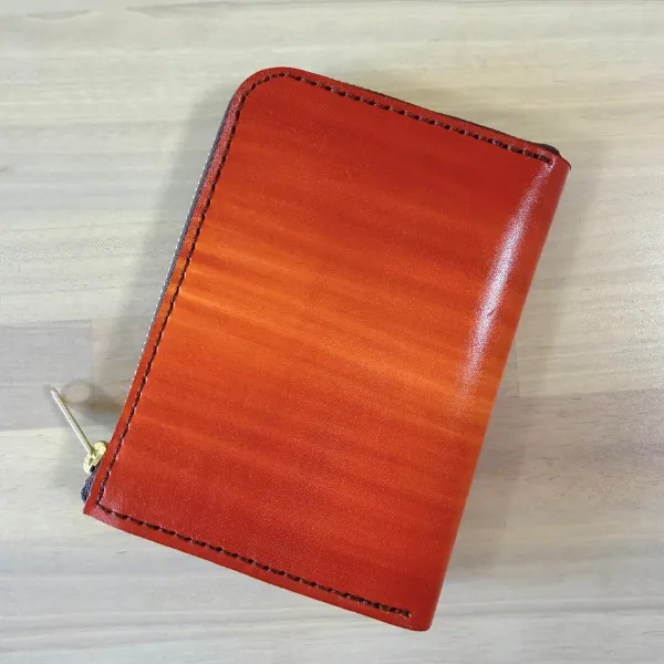 【ハンドメイド】コンパクト手染めヌメ革財布
