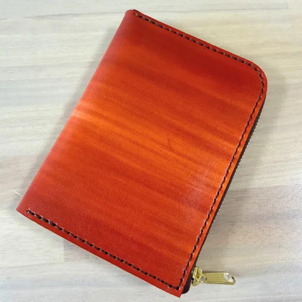 【ハンドメイド】コンパクト手染めヌメ革財布
