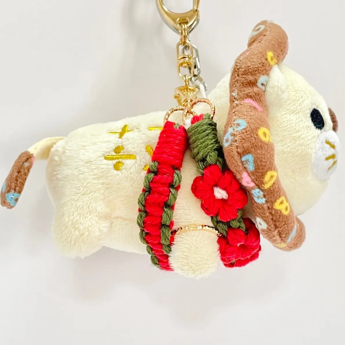 【🦁落とさずお出かけ💕】ライオンちゃんハーネス🦁🌈✨️頑丈マクラメロープ【稼ぐ力】❤️赤🌺お花