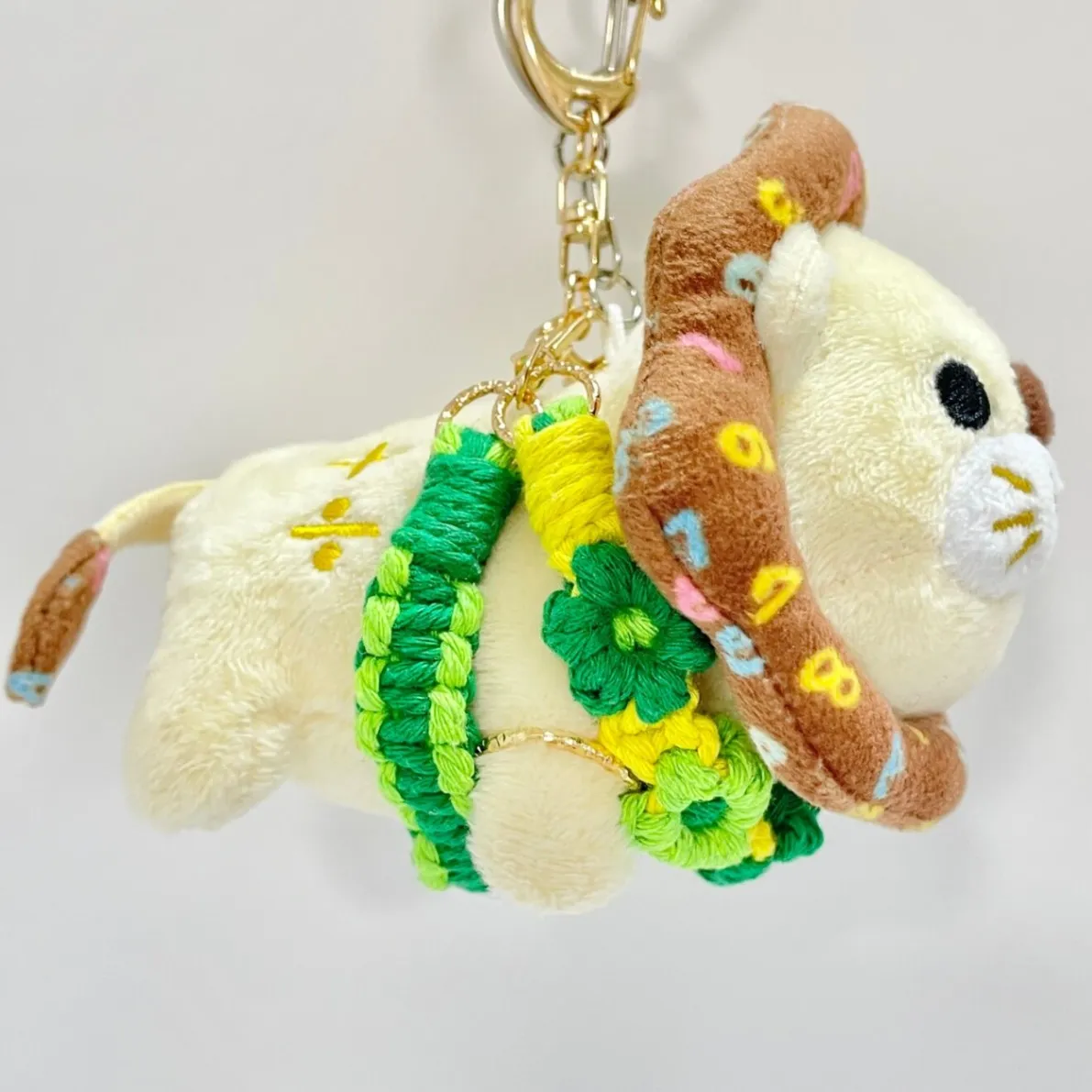 【🦁落とさずお出かけ💕】ライオンちゃんハーネス🦁🌈✨️頑丈マクラメロープ【貯める力】💚緑🌼お花