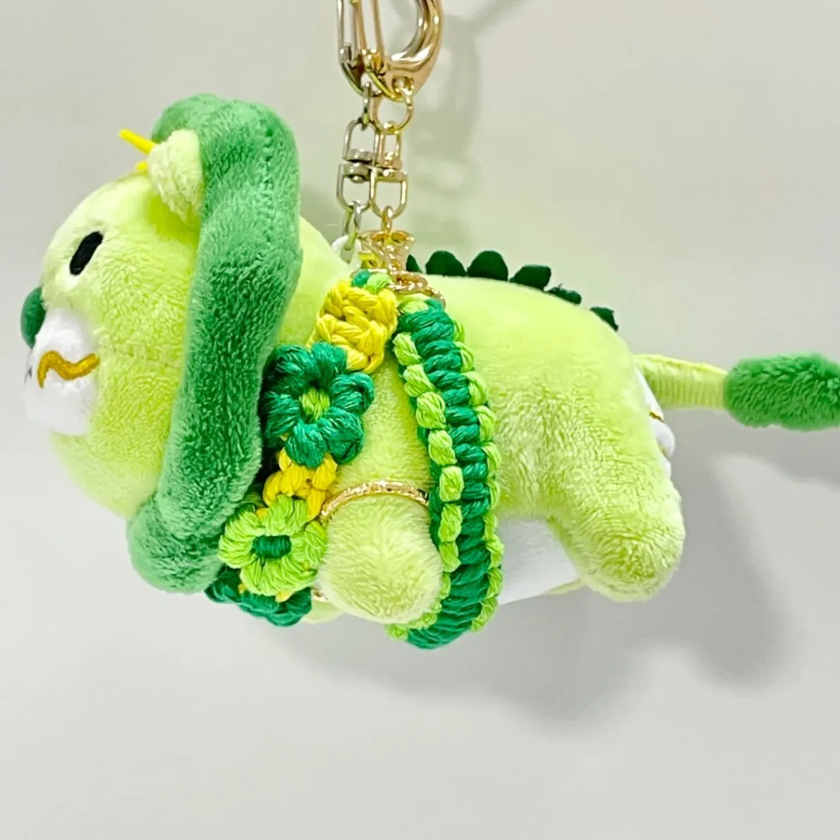 【🦁落とさずお出かけ💕】ライオンちゃんハーネス🦁🌈✨️頑丈マクラメロープ【貯める力】💚緑🌼お花