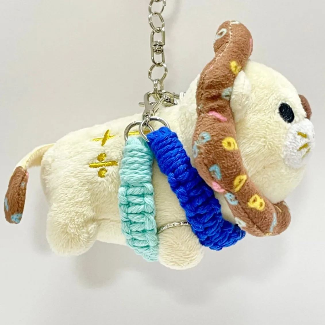 【🦁落とさずお出かけ💕】ライオンちゃんハーネス🦁🌈✨️頑丈マクラメロープ【モルディブの海🏖️🩵💙】