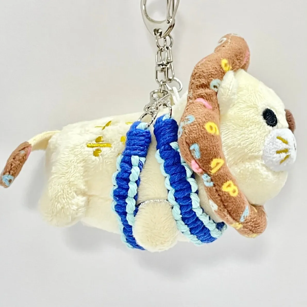 【🦁落とさずお出かけ💕】ライオンちゃんハーネス🦁🌈✨️頑丈マクラメロープ【モルディブカラー🏖️🩵】