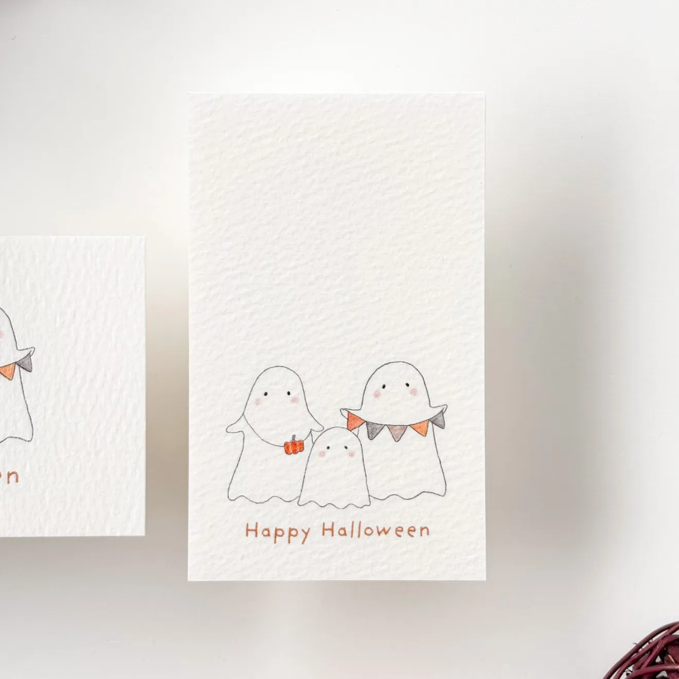 【ハロウィン】『おばけたちから、秋のごあいさつ』ハロウィンミニメッセージカード＊10枚セット＊