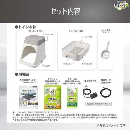 ユニチャーム デオトイレ 脱臭ファン＋本体セット 猫用システムトイレ 高密度活性炭フィルター 静音