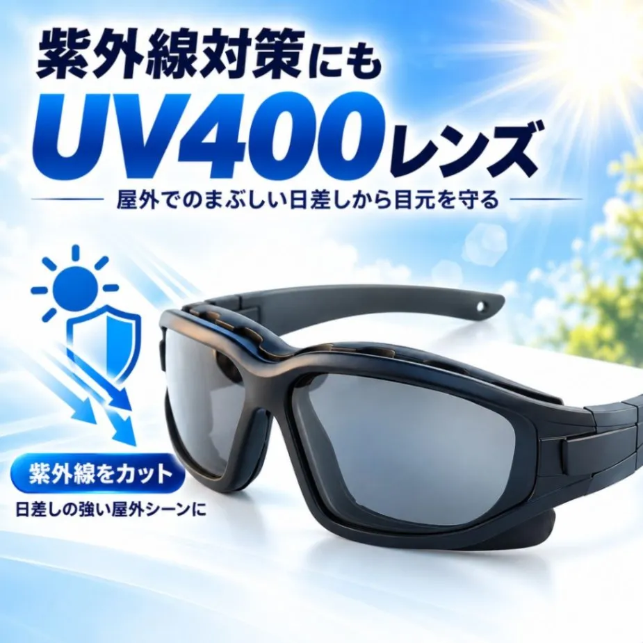 2WAY サングラス ゴーグル バイク ロードバイク 防風 防塵 UVカット 曇りにくい 両用