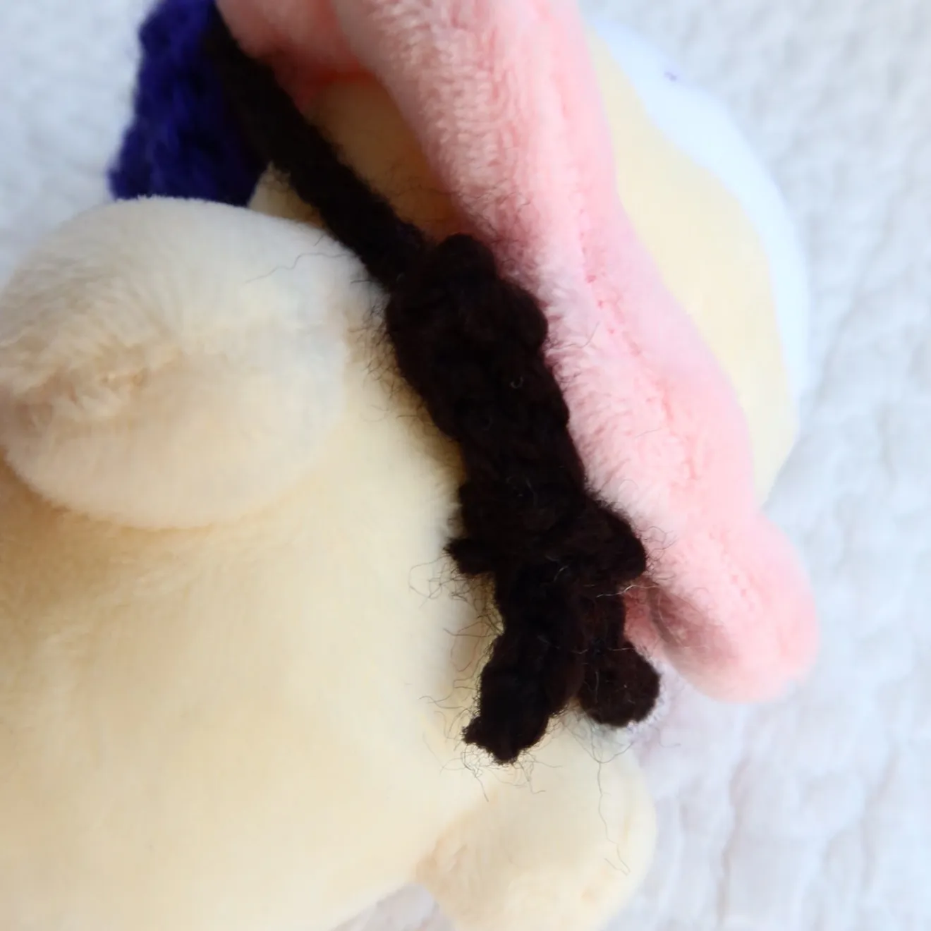 学長ぬいぐるみ用 手編み帽子（紫×黒ボーダー）冬対策/ギフト/オフ会/ポイント活用