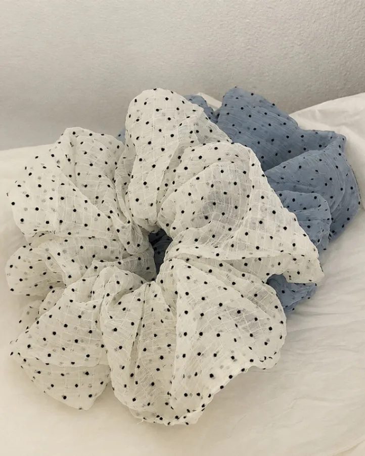 【lamu.】Dot Sheer Big Scrunchie シアードット ビッグシュシュ