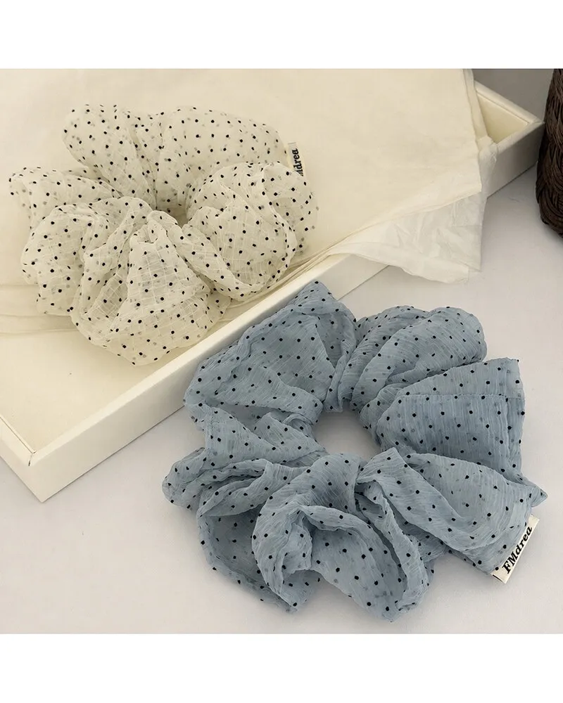 【lamu.】Dot Sheer Big Scrunchie シアードット ビッグシュシュ