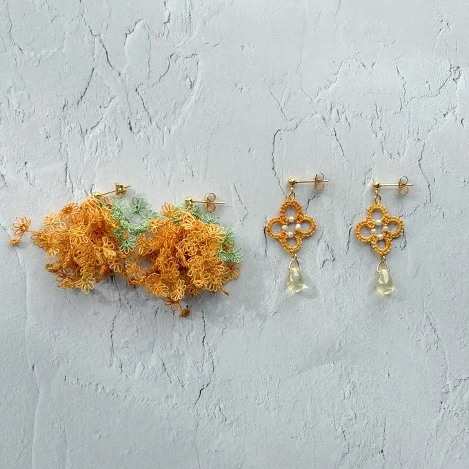 【ハンドメイド】私らしく咲く｜金木犀の小花耳飾り【ハロウィン】