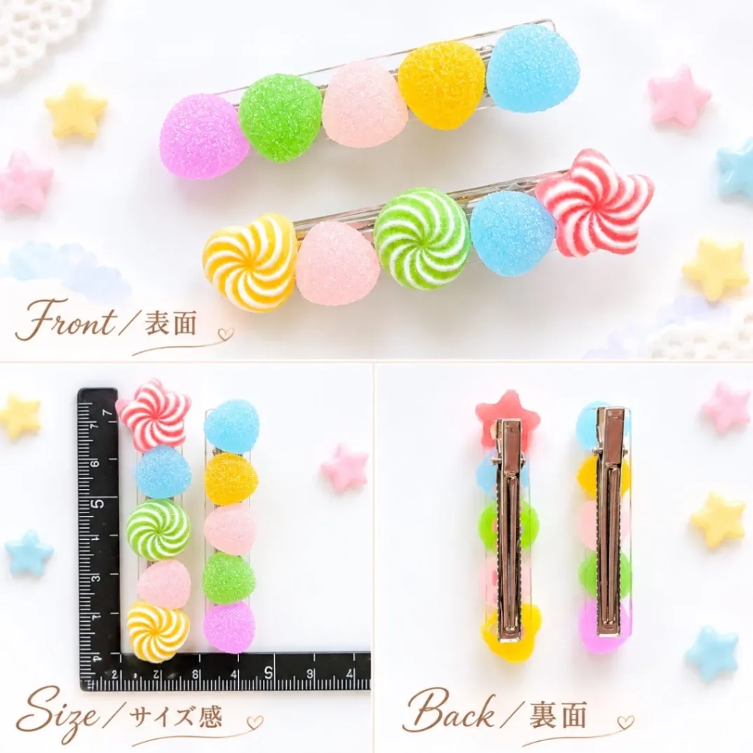 【ハンドメイド】キャンディ レジンヘアクリップ 2個セット　ハロウィン