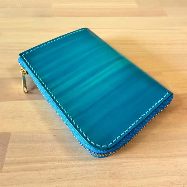 【ハンドメイド】コンパクト手染めヌメ革財布
