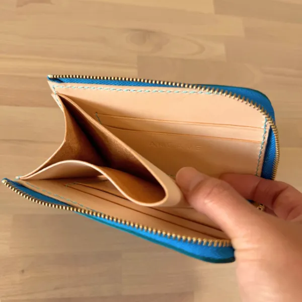 【ハンドメイド】コンパクト手染めヌメ革財布
