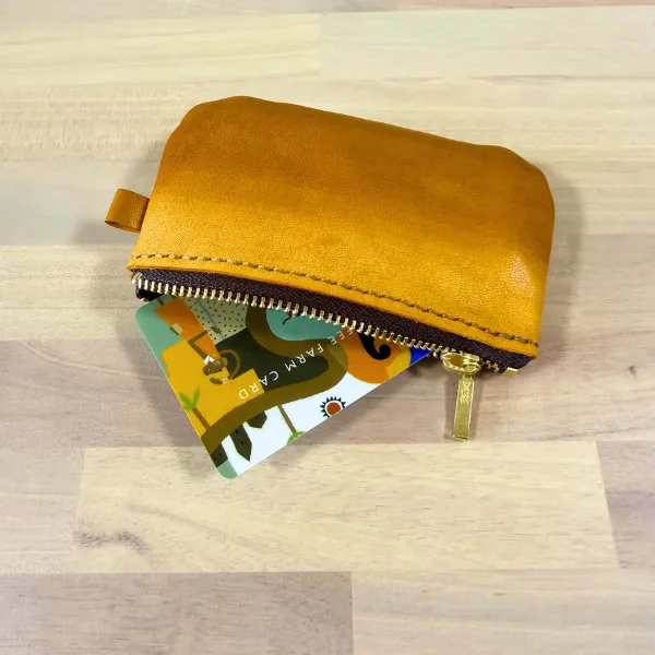 【ハンドメイド】コンパクト手染めヌメ革コインケース