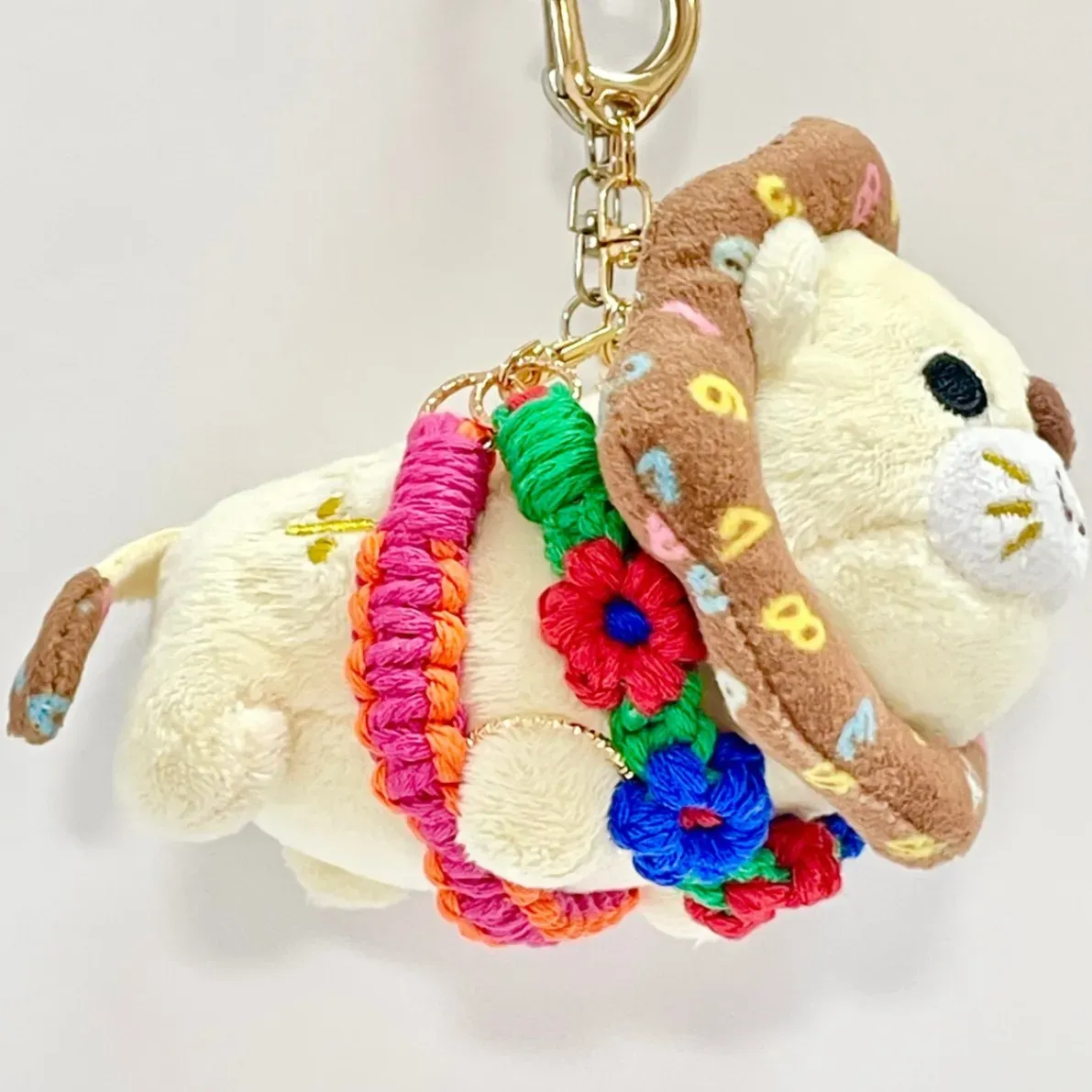 【🦁落とさずお出かけ💕】ライオンちゃんハーネス🦁🌈✨️頑丈マクラメロープ【5つの力】💚🧡❤️🩷💙お花