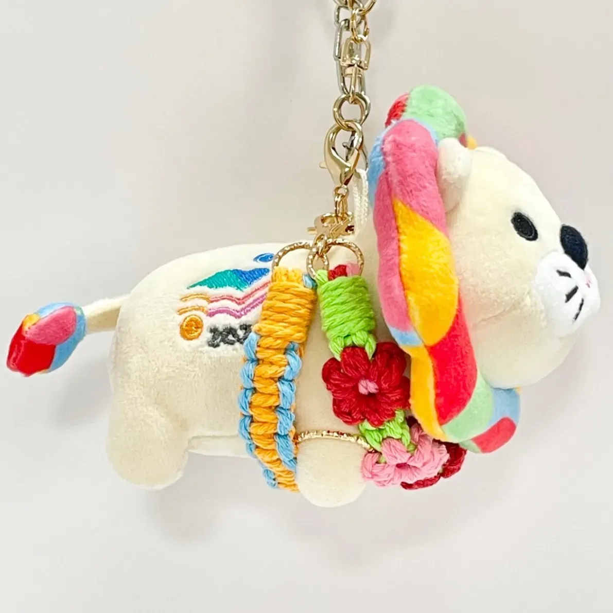 【🦁落とさずお出かけ💕】ライオンちゃんハーネス🦁🌈✨️頑丈マクラメロープ【5つの力🌺フェスカラー】