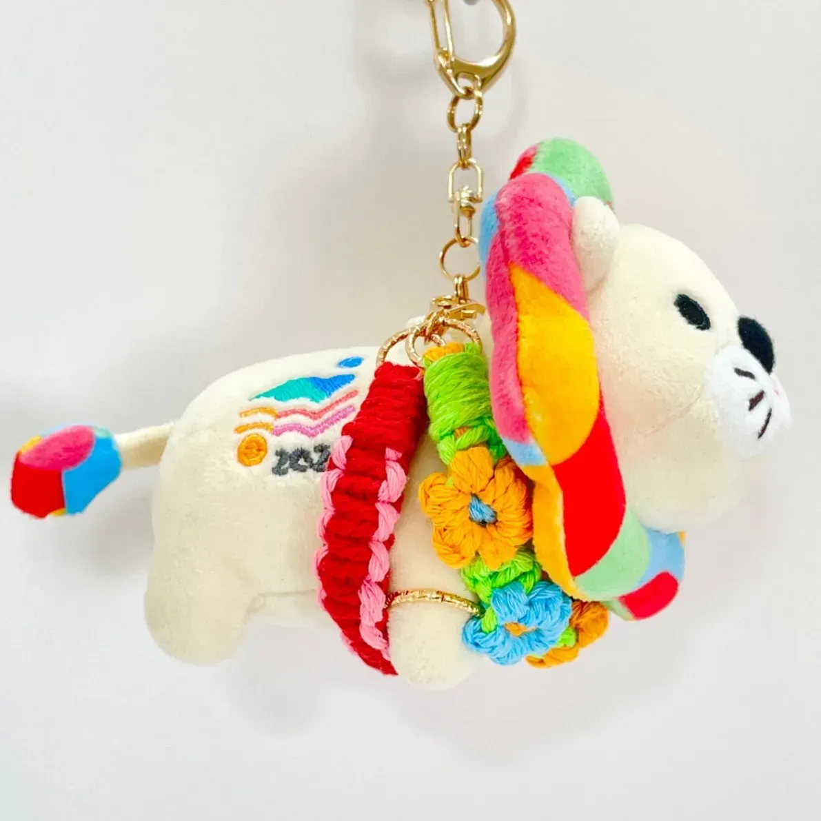 【🦁落とさずお出かけ💕】ライオンちゃんハーネス🦁🌈✨️頑丈マクラメロープ【5つの力🌈フェスカラー】