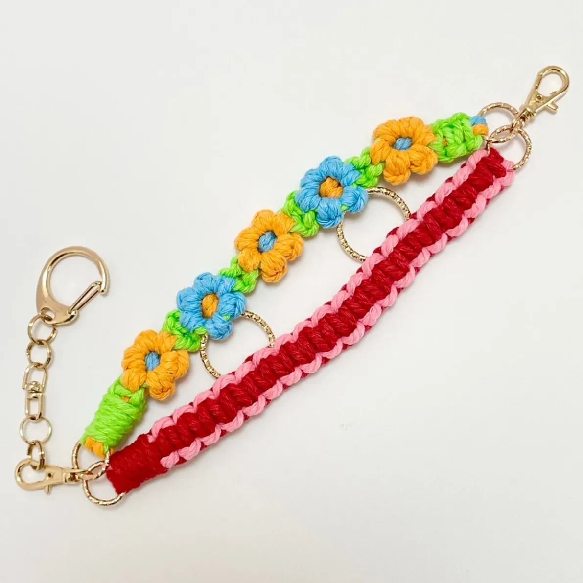 【🦁落とさずお出かけ💕】ライオンちゃんハーネス🦁🌈✨️頑丈マクラメロープ【5つの力🌈フェスカラー】
