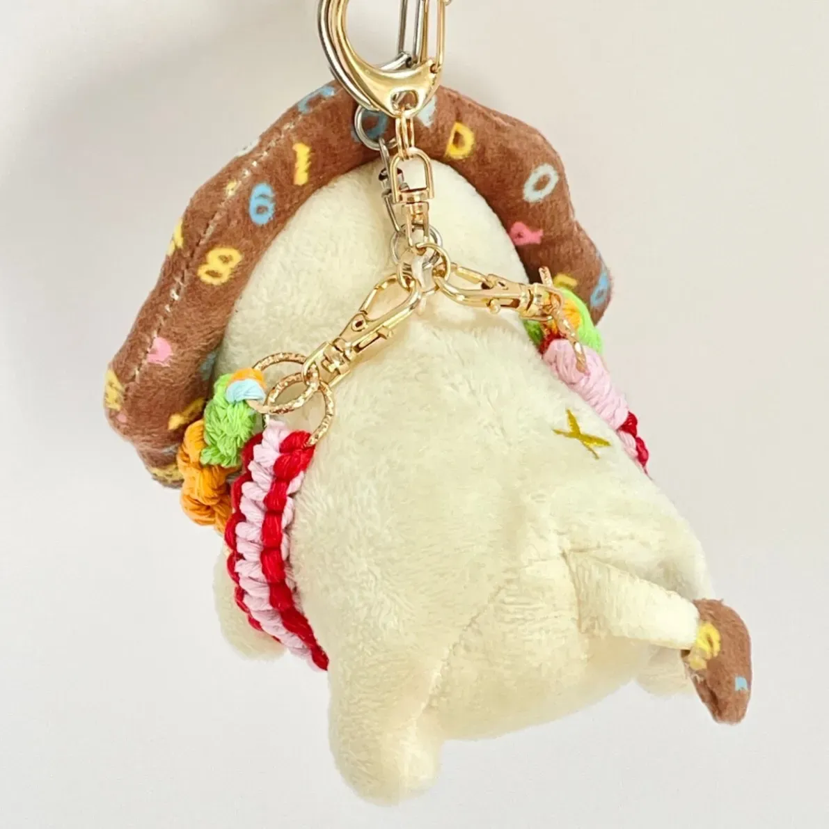 【🦁落とさずお出かけ💕】ライオンちゃんハーネス🦁🌈✨️頑丈マクラメロープ【5つの力🌈ソフトカラー🌸】
