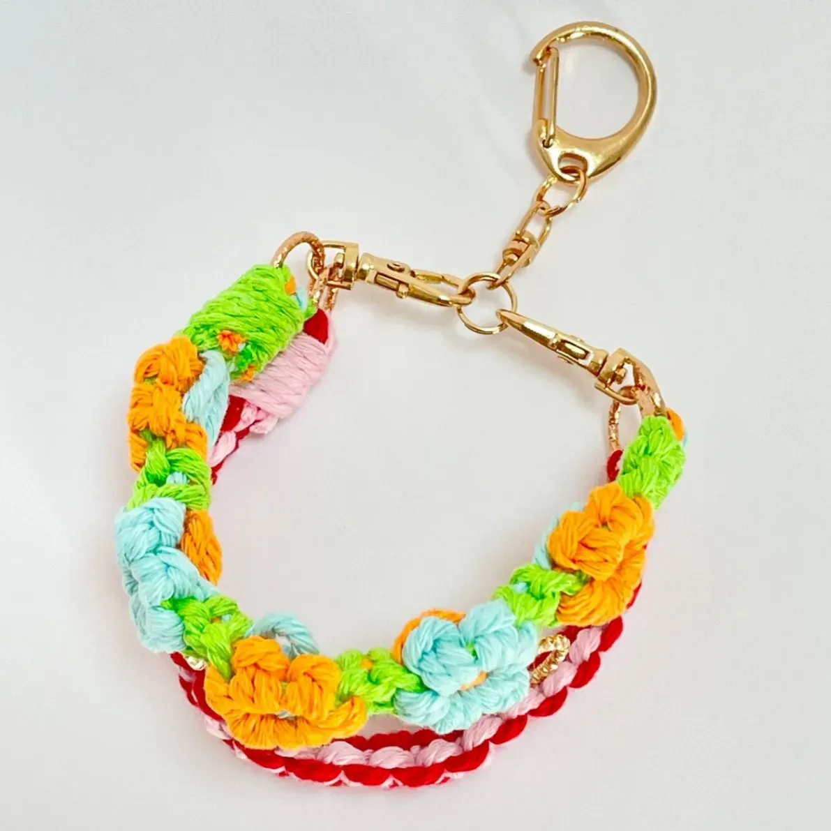 【🦁落とさずお出かけ💕】ライオンちゃんハーネス🦁🌈✨️頑丈マクラメロープ【5つの力🌈ソフトカラー🌸】