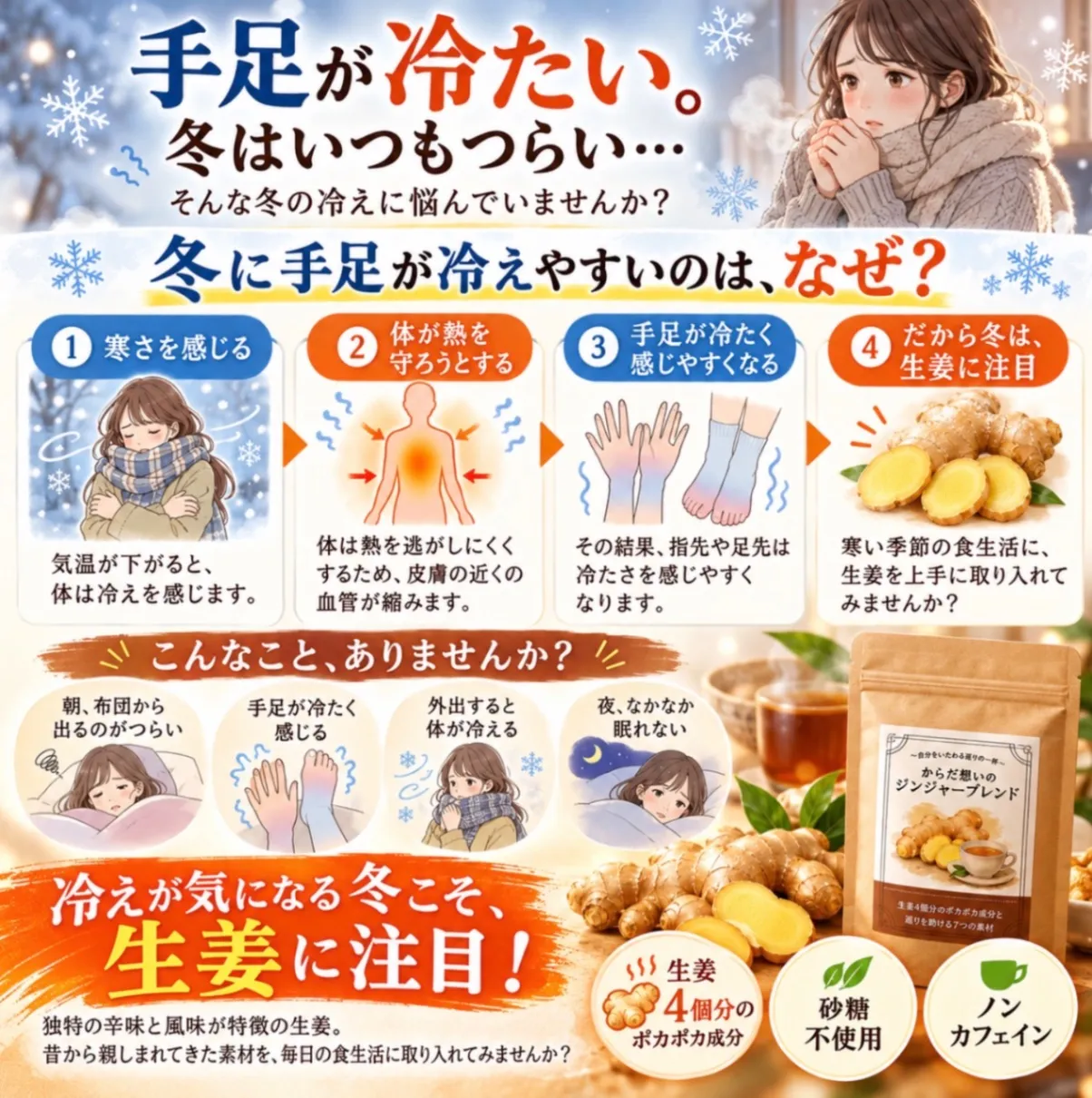 からだ想いのジンジャーブレンド
〜自分をいたわる、巡りの一杯〜