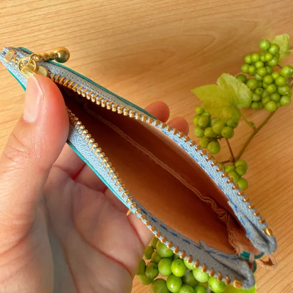 【ハンドメイド】コンパクト手染めヌメ革コインケース