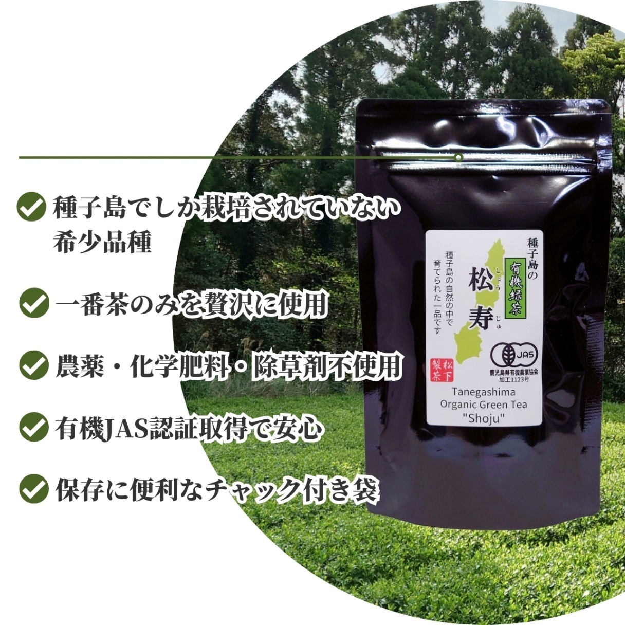 松下製茶 種子島の有機緑茶『松寿(しょうじゅ)』 茶葉(リーフ) 70g