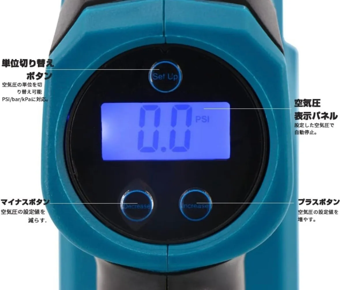 タイヤ空気入れ マキタ互換 18V コードレス 電動ポンプ エアコンプレッサー 自動 バイク 自動車