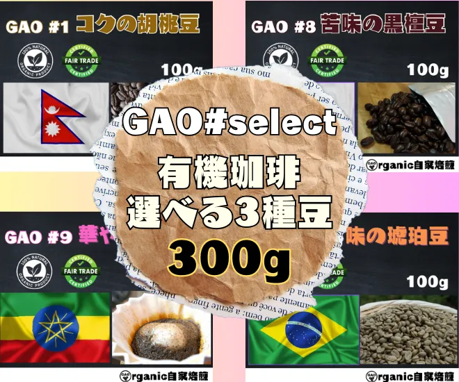 🍀オーガニック珈琲専門店🍀 GAO# BEST choose 3種の味セット 300g
