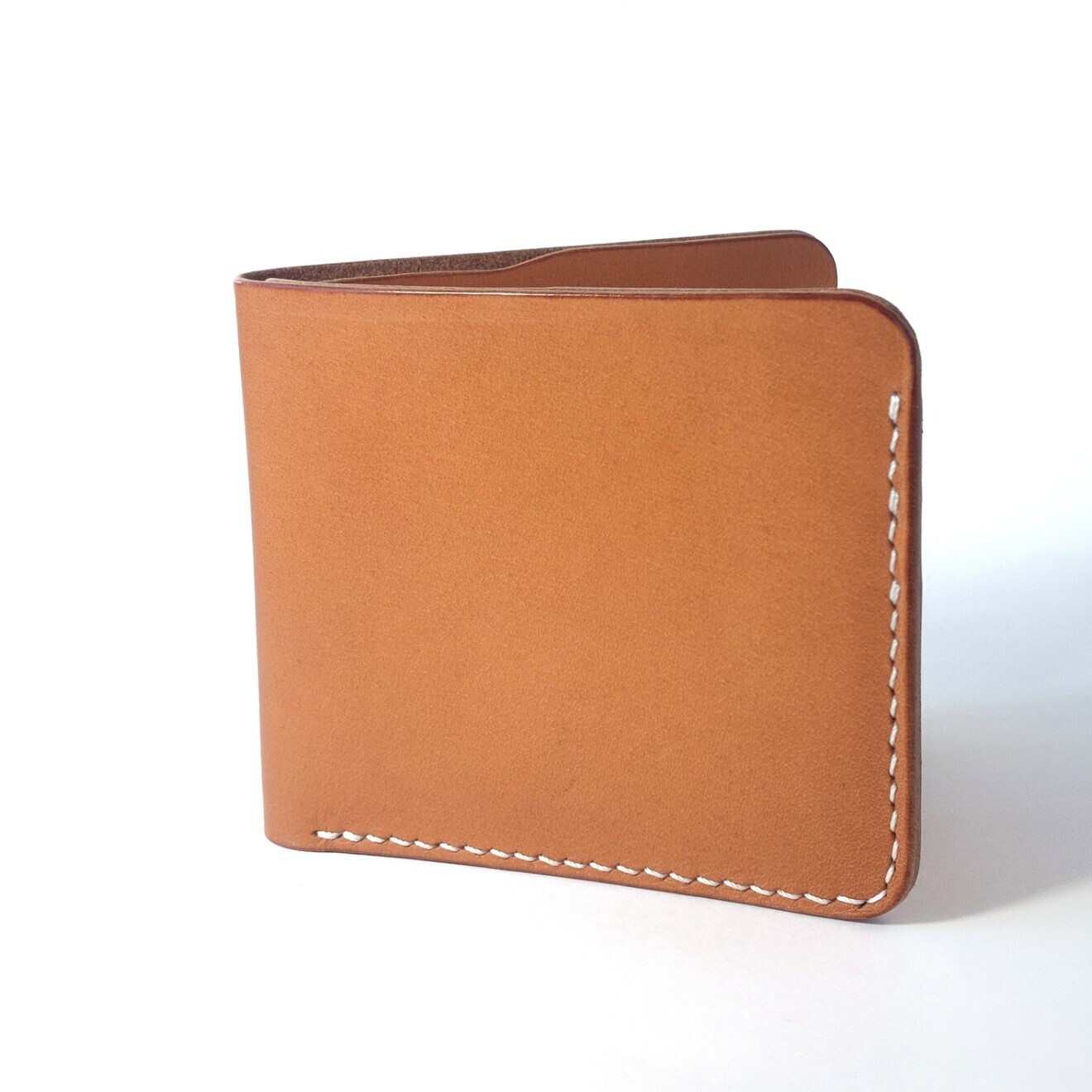 【ハンドメイド】本革二つ折り財布　栃木レザー　ベージュ