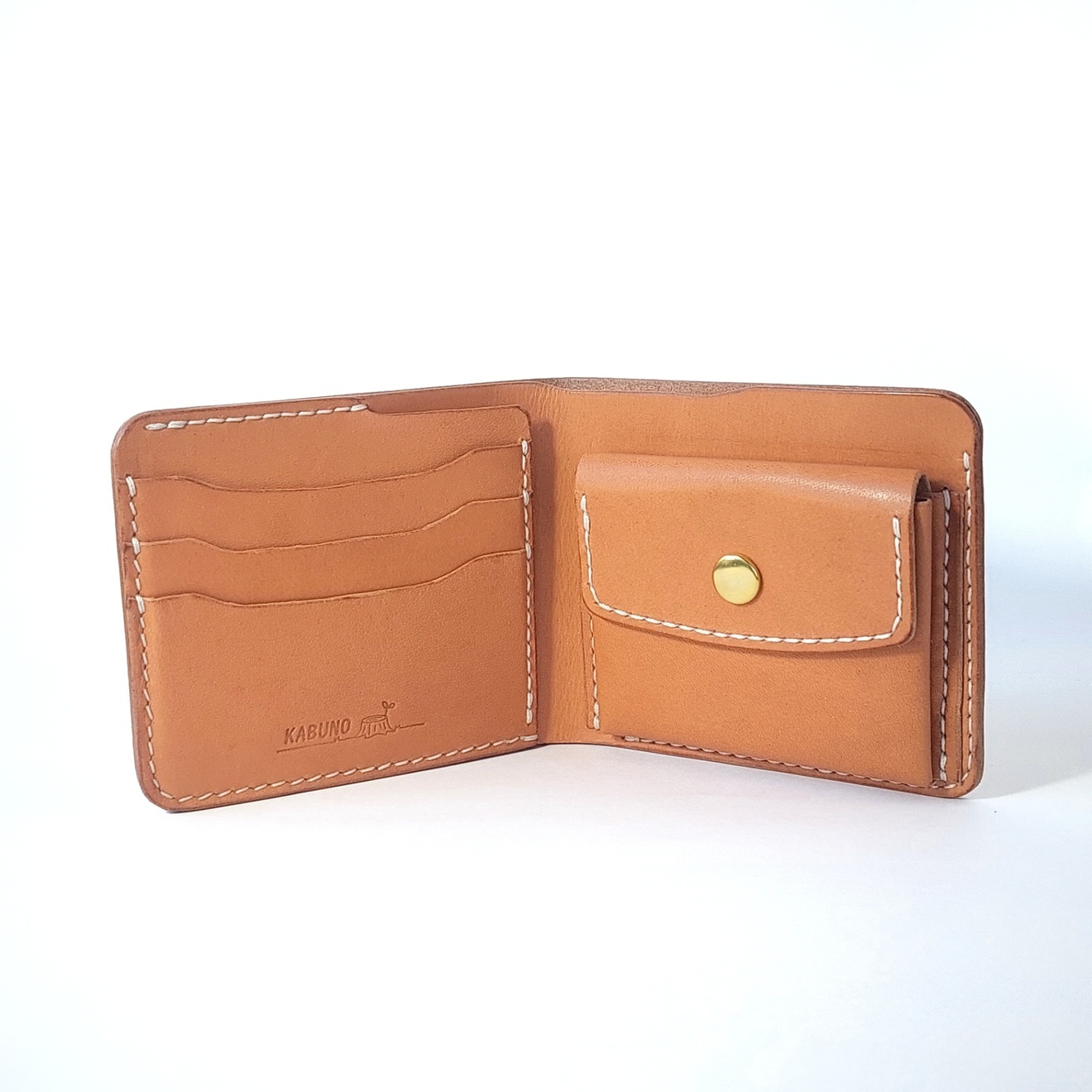 【ハンドメイド】本革二つ折り財布　栃木レザー　ベージュ