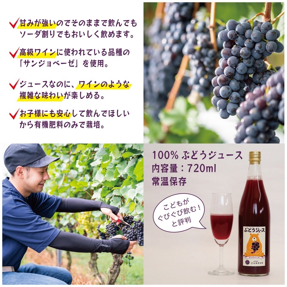 【ギフト可能】農家こだわりのジュースセット　（赤ぶどう 白ぶどう 各１本）