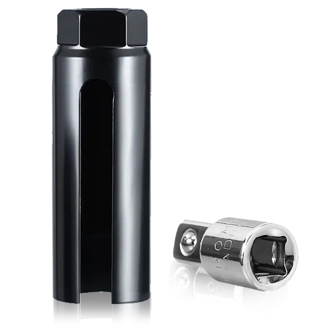 O2センサー ソケット 22mm 酸素センサー レンチ ロングタイプ＋3/8から1/2変換アダプター