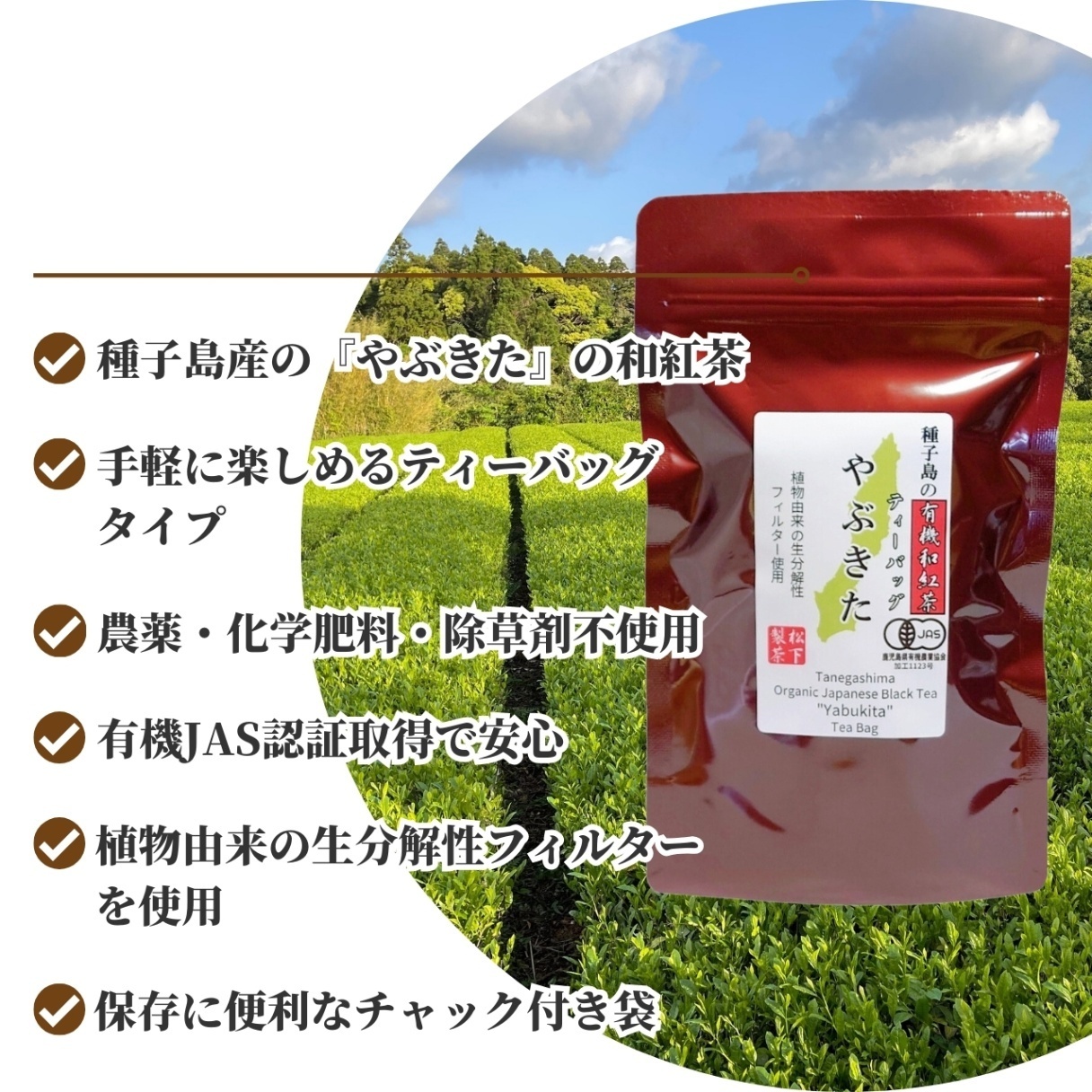 松下製茶 種子島の有機和紅茶ティーバッグ『やぶきた』 40g(2.5g×16袋入り)