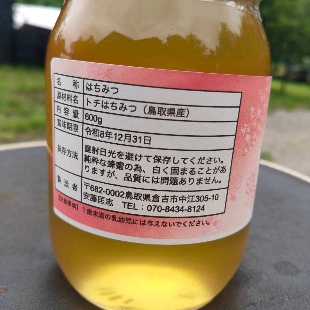 【トチ】はちみつ 600g 1瓶 蜂蜜 ハチミツ セイヨウミツバチ 鳥取県産