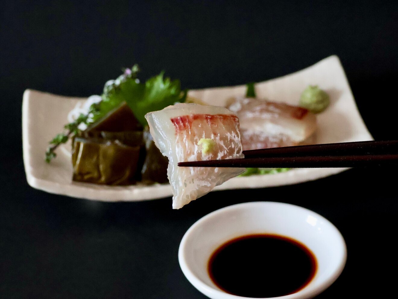 【お刺身昆布締め３種】イカ・真鯛（マダイ）・カジキ