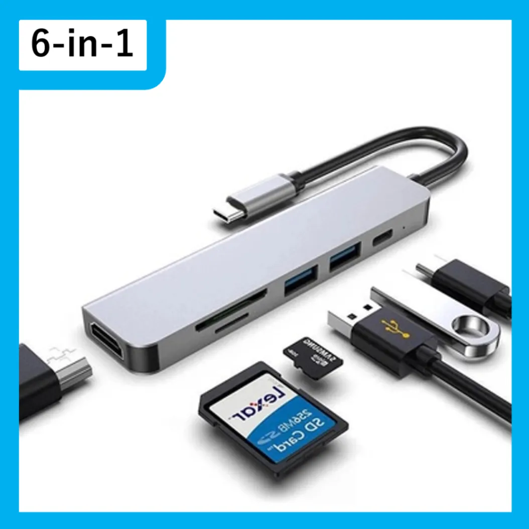 USB-C 接続 6-in-1 マルチハブ  HDMI出力