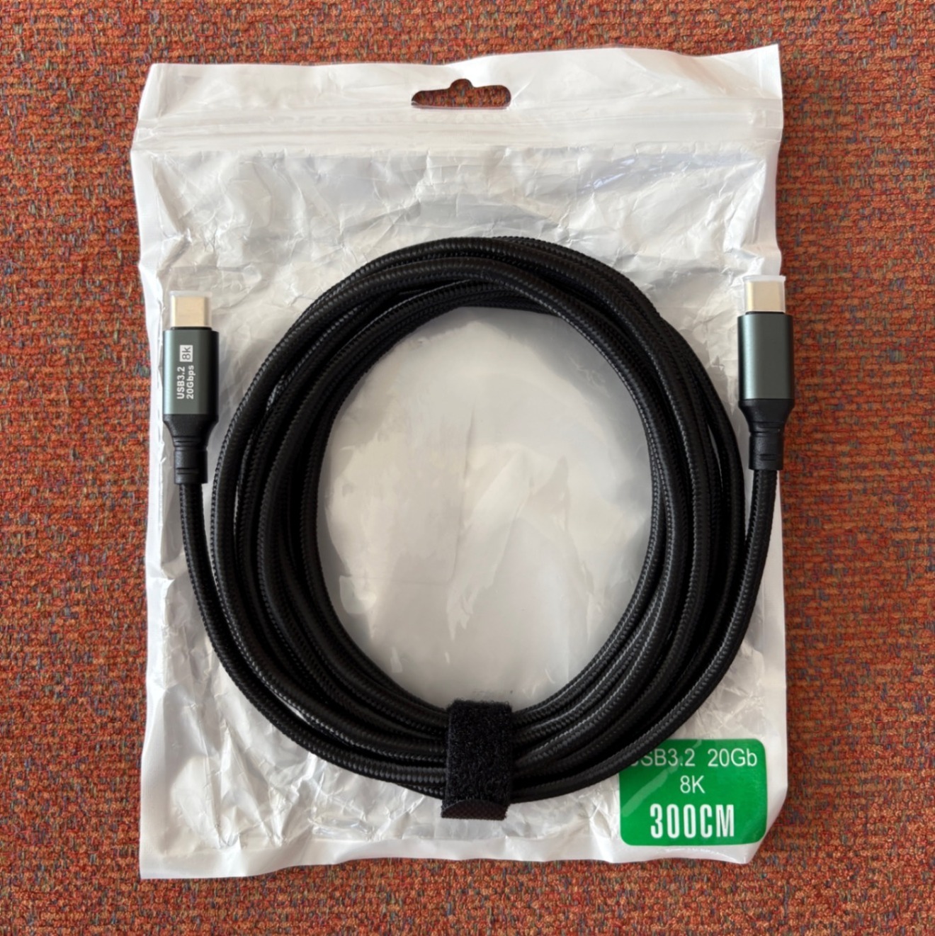 USB-Cケーブル 3.0m USB 3.2 Type-C Gen2 20Gbps 8K対応