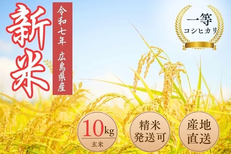 【令和７年度】広島県安芸高田市産　コシヒカリ（玄米）　１０キロ　