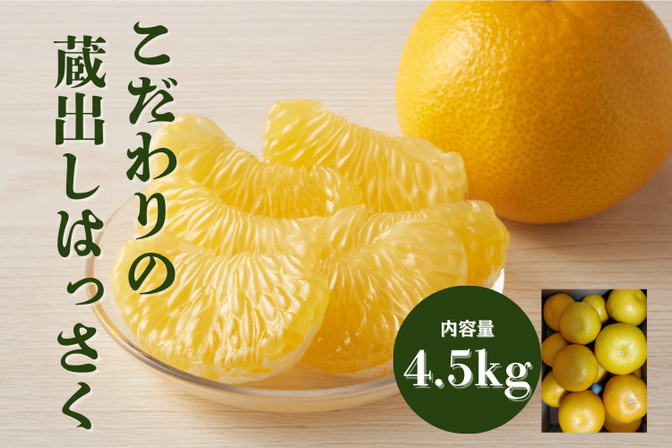 【貯蔵熟成でスッキリとした甘み】 蔵出し熟成はっさく 4.5kg サイズ混合