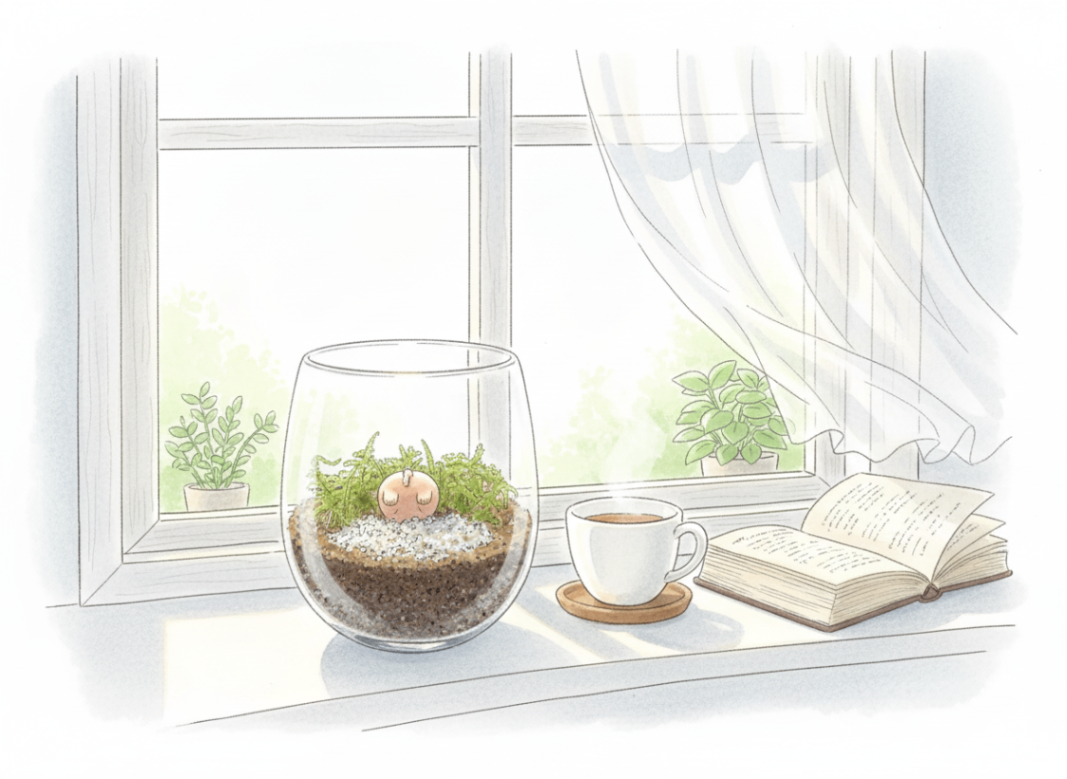 【おしりシリーズ】苔テラリウム（お手入れ超簡単、育て方シート付き）