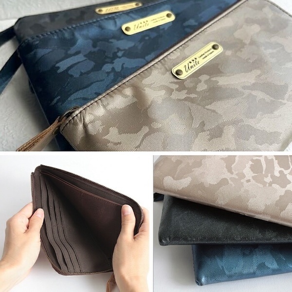 【本革で軽量】迷彩柄 姫路レザー L字ファスナー長財布（日本製）