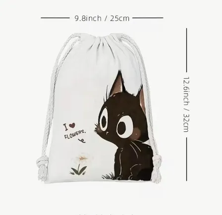 黒猫　巾着袋