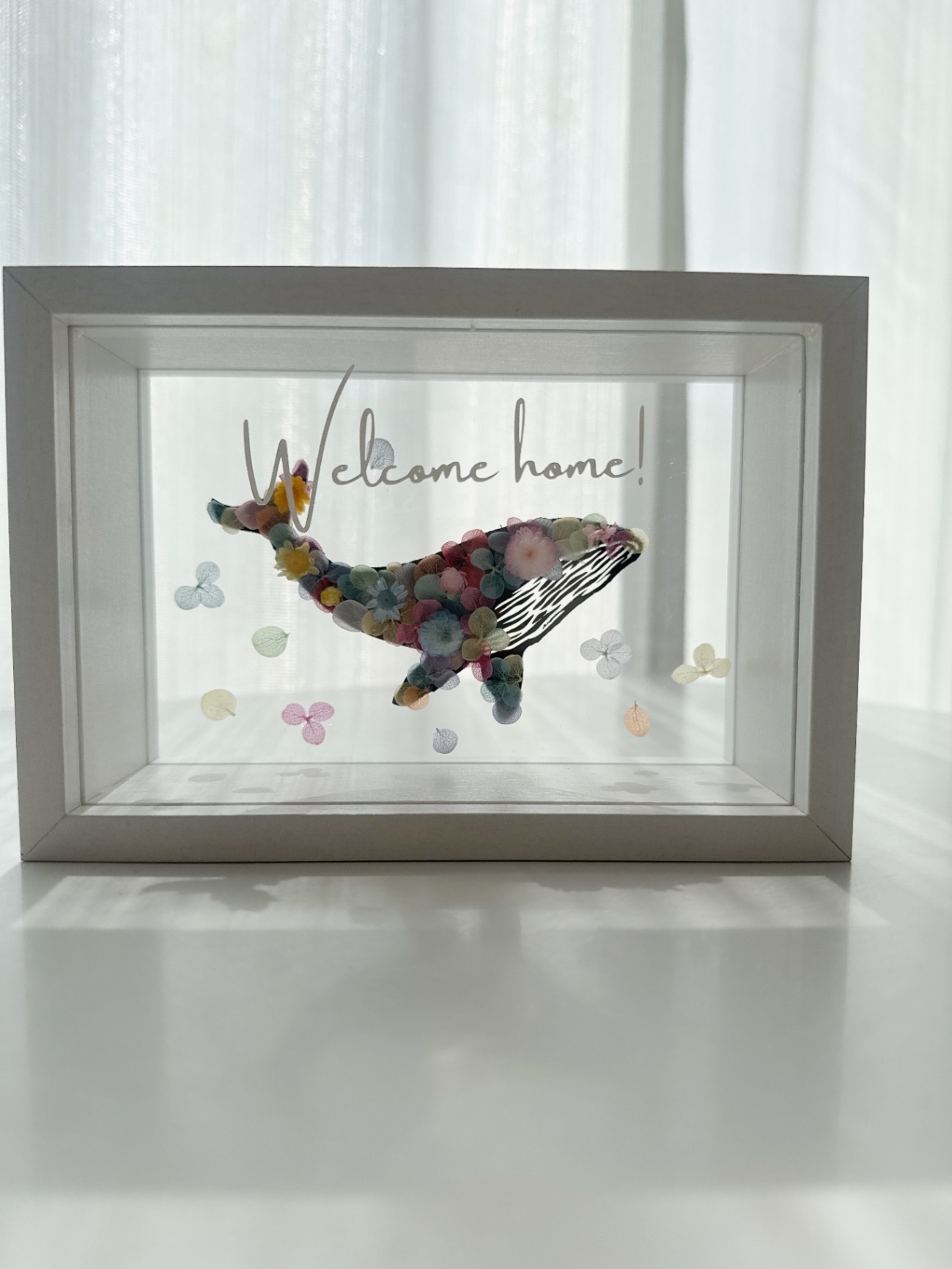 【名入れ対応】花鯨フラワーフレーム　色とりどりの小花が咲くプリザーブドフラワーギフト　母の日　お祝い