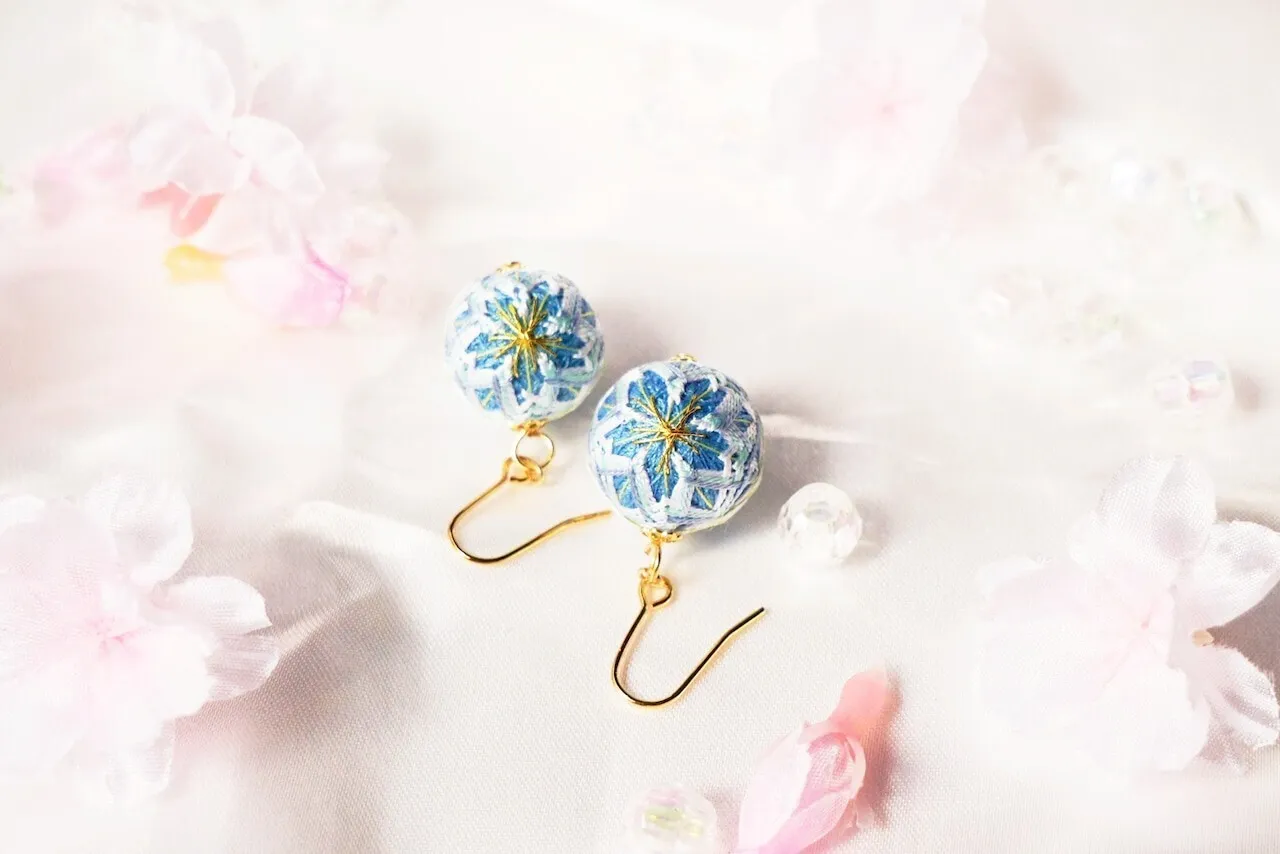 桜てまりアクセサリー -空桜- ピアス【HinaJAPAN】
