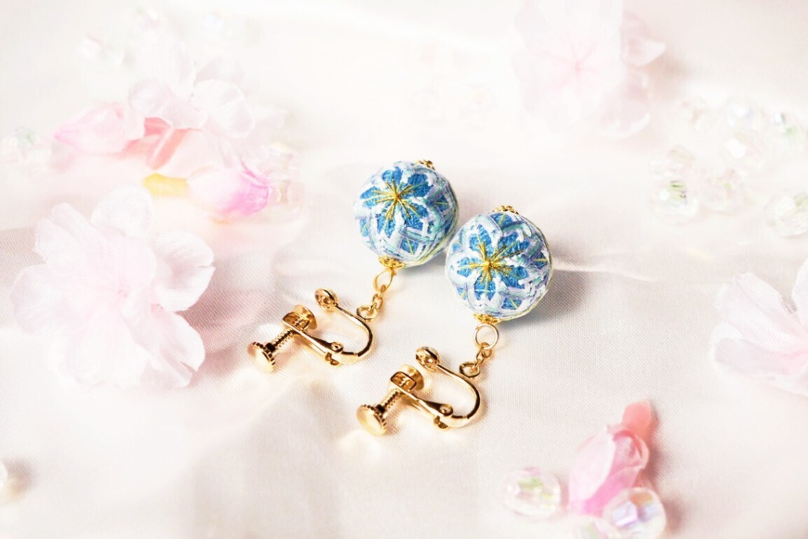 桜てまりアクセサリー -空桜- イヤリング【HinaJAPAN】